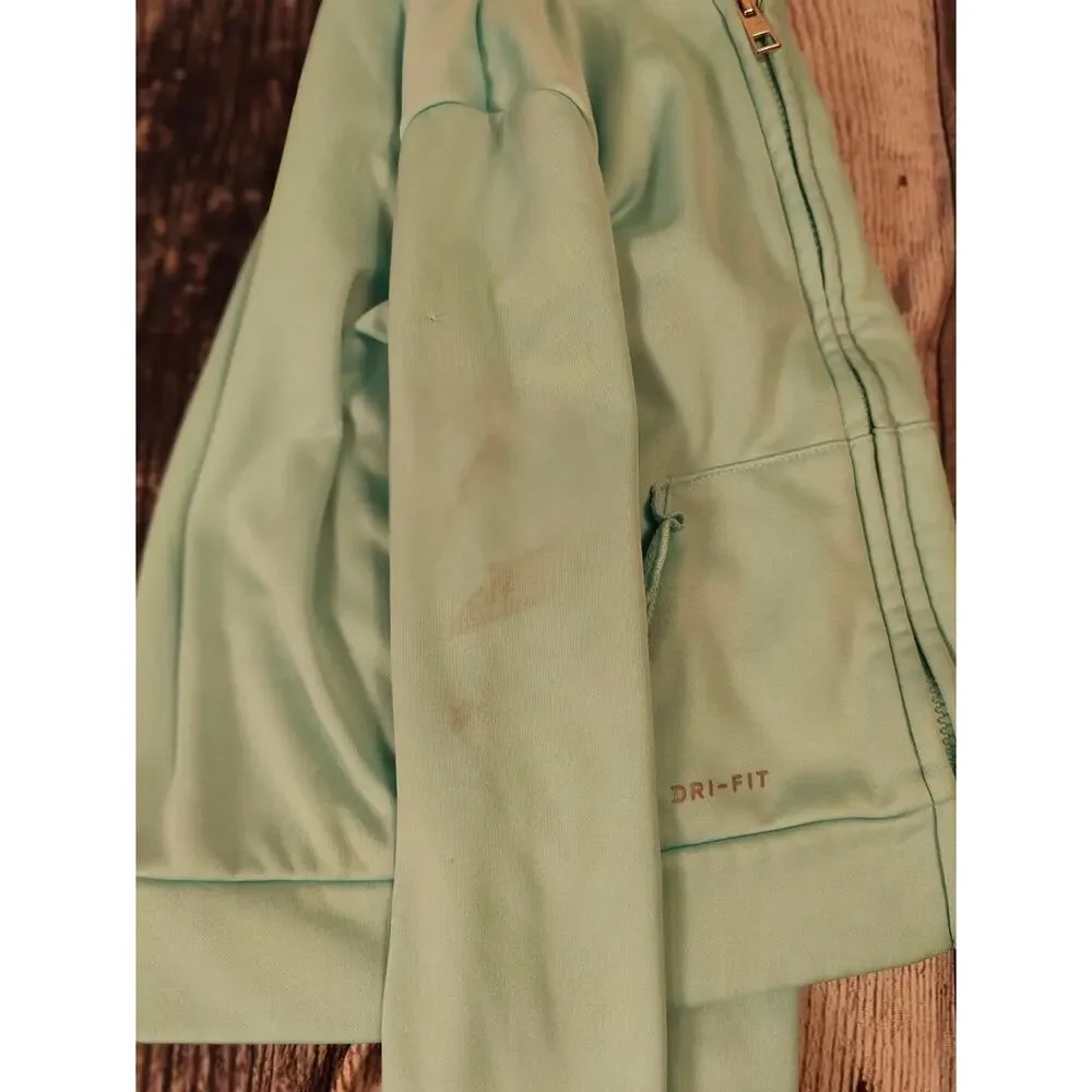 Nike Dri Fit Full Zip Hooded Jacket Girls Medium Size 6 Teal Full Zip Shacket